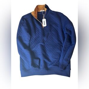 NWT Navy Blue Quilted Zip Up Sweater Size M